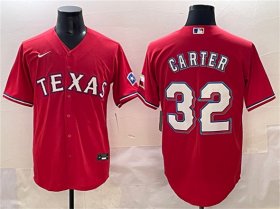 Men\'s Texas Rangers #32 Evan Carter Red Cool Base Stitched Baseball Jersey Cheap