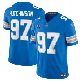 Cheap Men\'s Detroit Lions #97 Aidan Hutchinson Blue 2024 F.U.S.E. With 1-Star C Patch Vapor Limited Stitched Jersey