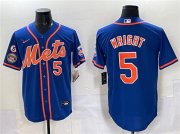 Men's New York Mets #5 David Wright Blue With Patch Cool Base Stitched Baseball Jersey Cheap Wholesale