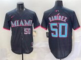 Men's Miami Marlins #50 Agustin Ramirez Black 2025 City Connect Limited Stitched Baseball Jersey Cheap