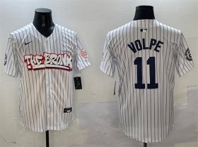 Men\'s New York Yankees #11 Anthony Volpe White Bronx Graffiti Vapor Limited Stitched Baseball Jersey Cheap