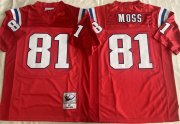Cheap Men's New England Patriots #81 Randy Moss Red Throwback Stitched Football Jersey