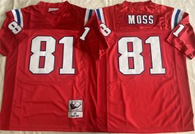 Cheap Men\'s New England Patriots #81 Randy Moss Red Throwback Stitched Football Jersey