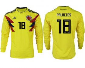 Wholesale Cheap Colombia #18 Palacios Home Long Sleeves Soccer Country Jersey