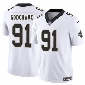 Men\'s New Orleans Saints #91 Davon Godchaux White 2025 F.U.S.E. Vapor Limited Football Stitched Jersey Cheap