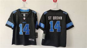 Cheap Women\'s Detroit Lions #14 Amon-Ra St. Brown Black Vapor Football Stitched Jersey(Run Smaller)