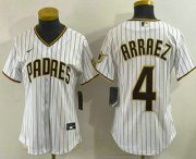 Cheap Women's San Diego Padres #4 Luis Arraez White Cool Base Stitched Jersey