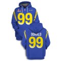 Wholesale Cheap Men's Los Angeles Rams #99 Aaron Donald 2022 Royal Super Bowl LVI Pullover Hoodie