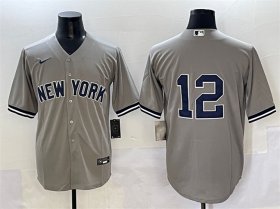 Men\'s New York Yankees #12 Trent Grisham Grey Cool Base Stitched Baseball Jersey