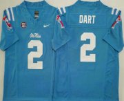 Cheap Men's Ole Miss Rebels #2 Jaxson Dart Light Blue 2025 FUSE College Football Jersey
