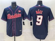 Men's Puerto Rico Baseball #9 Javier Baez Navy 2023 World Baseball Classic Stitched Jersey Cheap