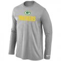 Wholesale Cheap Nike Green Bay Packers Authentic Logo Long Sleeve NFL T-Shirt Light Grey
