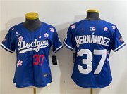 Cheap Women's Los Angeles Dodgers #37 Teoscar Hernandez Royal 2025 Tokyo Series Limited Stitched Baseball Jersey(Run Small)