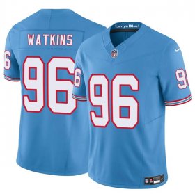 Men\'s Tennessee Titans #96 Carlos Watkins Blue 2025 F.U.S.E. Throwback Vapor Limited Football Stitched Jersey Cheap