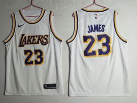Wholesale Cheap Men\'s Los Angeles Lakers 23 Lebron James White Nike Swingman Jersey