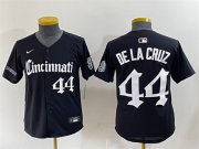Cheap Youth Cincinnati Reds #44 Elly De La Cruz Black 'Gothic Queen City Edition' Vapor Premier Limited Stitched Baseball Jersey