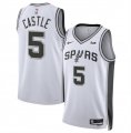 Cheap Men's San Antonio Spurs #5 Stephon Castle White Stitched Basketball Jersey