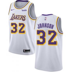 Wholesale Cheap Lakers #32 Magic Johnson White Basketball Swingman Association Edition Jersey