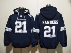 Men\'s Dallas Cowboys #21 Barry Sanders Navy Ageless Must-Have Lace-Up Pullover Hoodie Cheap