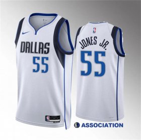 Cheap Men\'s Dallas Mavericks #55 Derrick Jones Jr White Association Edition Stitched Basketball Jersey