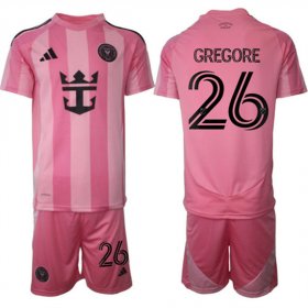 Cheap Men\'s Inter Miami CF #26 Gregore 25-26 Pink Home Soccer Jersey Suit