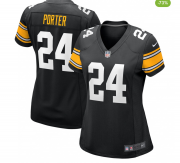 Women's Pittsburgh Steelers #24 Joey Porter Jr. Black Stitched Game Jersey Cheap Wholesale