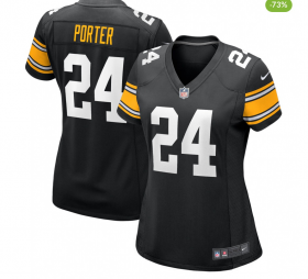Women\'s Pittsburgh Steelers #24 Joey Porter Jr. Black Stitched Game Jersey Cheap Wholesale