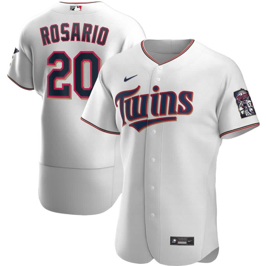 Wholesale Cheap Minnesota Twins #20 Eddie Rosario Men's Nike White Home 2020 Authentic Player MLB Jersey