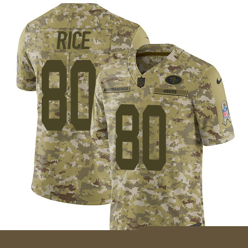 Wholesale Cheap Nike 49ers #80 Jerry Rice Camo Men's Stitched NFL Limited 2018 Salute To Service Jersey